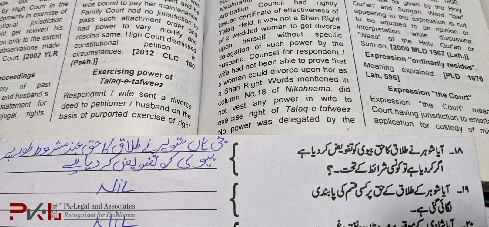 Delegated Right of divorce or Column 18 of Nikahnama